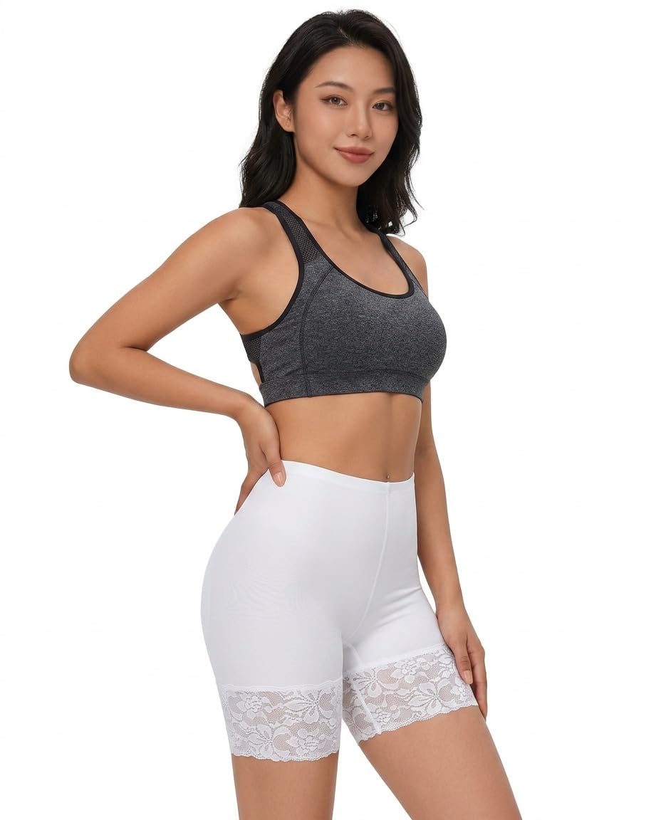 High Waist Lace Border Cycling Shorts